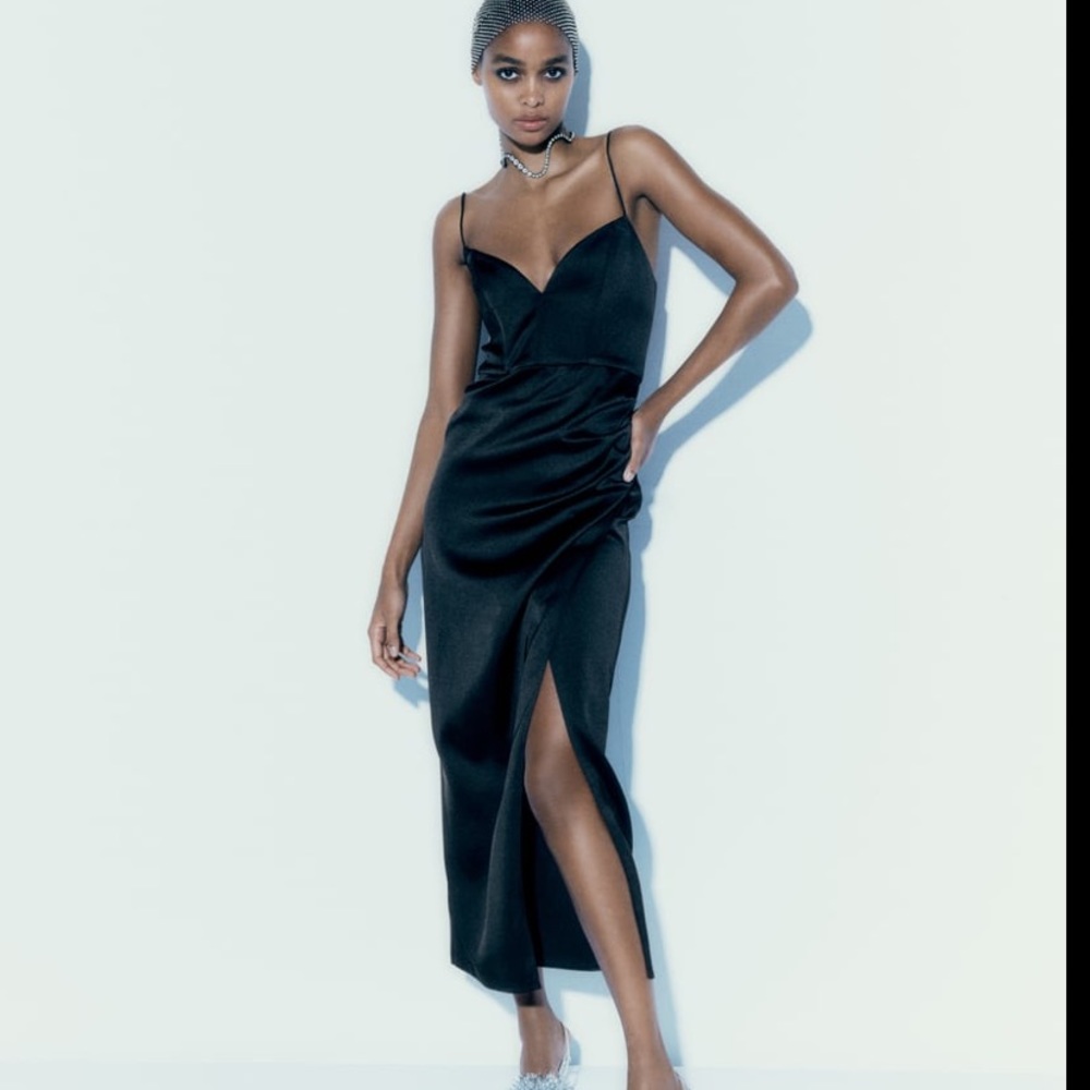 NWT Zara satin effect midi dress